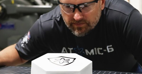 An example of Atomic-6's Space Armor tile, which is designed to protect spacecraft from microdebris in orbit.