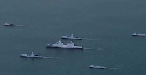 A concept graphic of Babcock's ARMOR Force network of manned-unmanned vessels.