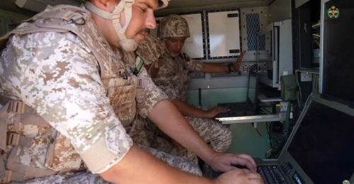 A still from a video released on 28 October 2025 shows Jordanian gunners operating VT Miltope laptops.
