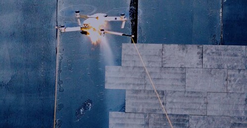 A UAV targeted by the UK's DragonFire laser-directed energy weapon demonstrator catches alight during a test announced in November 2022.