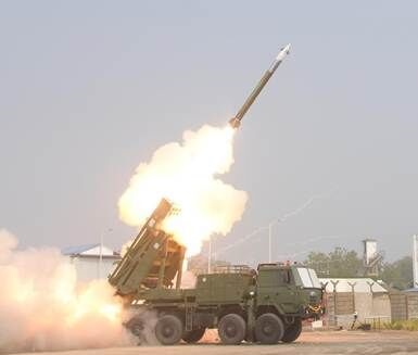DRDO conducted the maiden test flight of its newly developed Pinaka long-range guided missile.