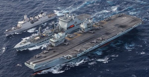 The Dutch air-defence frigate HNLMS 
        
         (top), pictured during its CSG21 deployment, recently completed UK 'Sharpshooter' counter-unmanned systems training.