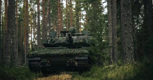 A CV90 IFV fitted with Elbit Systems' Iron Fist APS.