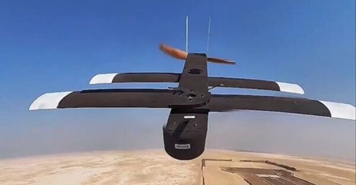 A still taken from a video released on 18 September 2025 shows a Hunter 2-S loitering munition being tested at the Xrange on Abu al-Abyad island in Abu Dhabi emirate.