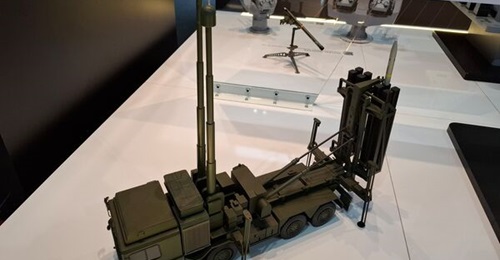 Each 8×8 mobile launch vehicle of the EMADS medium-range GBAD system is equipped with a launch module designed to accommodate up to eight missile launch cells.