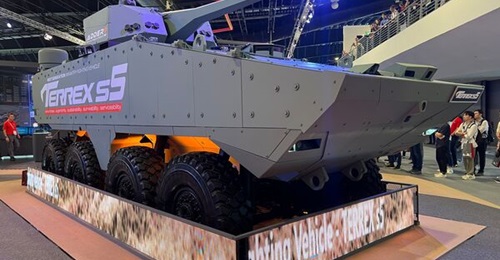 A mock-up of the Terrex s5 is displayed at the Singapore Airshow 2024.