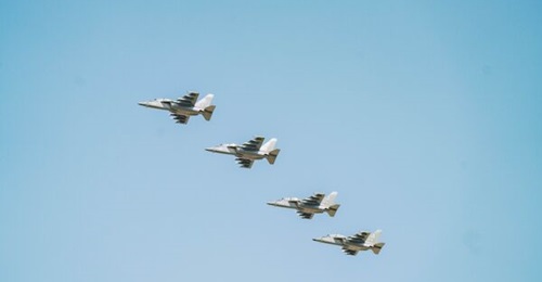 Four Yak-130 jets participated in the aerial display marking the 90th anniversary of the Ethiopian Air Force.