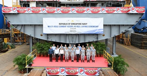 A segment of Singapore's second MRCV seen here at the keel-laying ceremony on 27 January 2026.