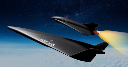 An artist's impression of the Polaris Spaceplanes Hypersonic Test and Experimentation Vehicle (HYTEV) research vehicle. The first flight is anticipated before the end of 2027.
