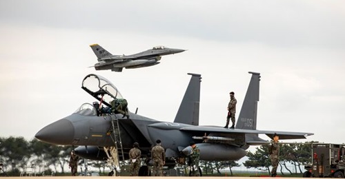 The Republic of Korea Air Force currently has 59 Boeing F-15K aircraft in service. This photo, taken in 2024, shows an F-15K with the 11th Fighter Wing at Kunsan Air Base in South Korea.