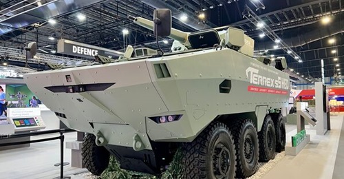 The Terrex s5 HED infantry fighting vehicle, seen here at Singapore Airshow 2026.