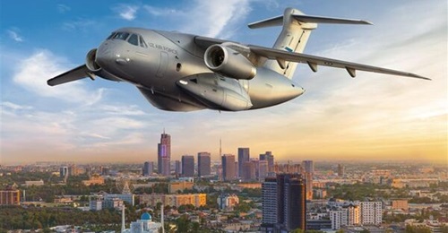 An artist's impression of the Embraer KC/C-390 Millennium tanker-transport aircraft in Uzbekistan national markings.