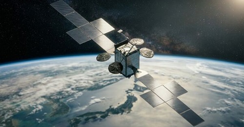 An artist's impression of Mitsubishi Electric's next-generation defence satellite communications system.