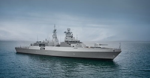 A computer generated image of TKMS' MEKO A-200 frigate design.