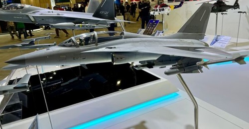 A model of the FA-50 on display at Singapore Airshow 2026.