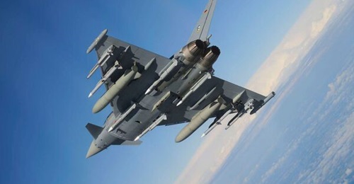 A file photo of a Luftwaffe Eurofighter in an air-to-air configuration. Germany is to send four such aircraft to cover Greenland as part of its contribution to NATO's inaugural 'Arctic Sentry' mission.