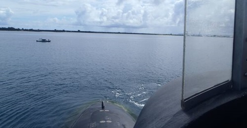 Submarines, like USS 
        
         shown here operating near Guam, are important for naval deterrence missions.