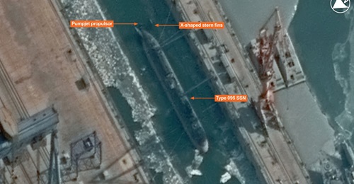 Vantor imagery showing the first Type 095 SSN at Huludao shipyard in China.