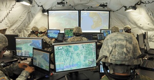 US Army personnel with the IBCS Engagement Operations Center.