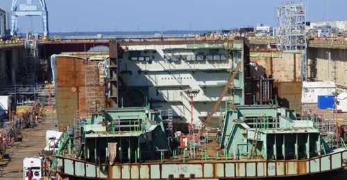 US shipyards, such as Newport News Shipbuilding shown here, have been offering better wages and benefits to boost their workforces.