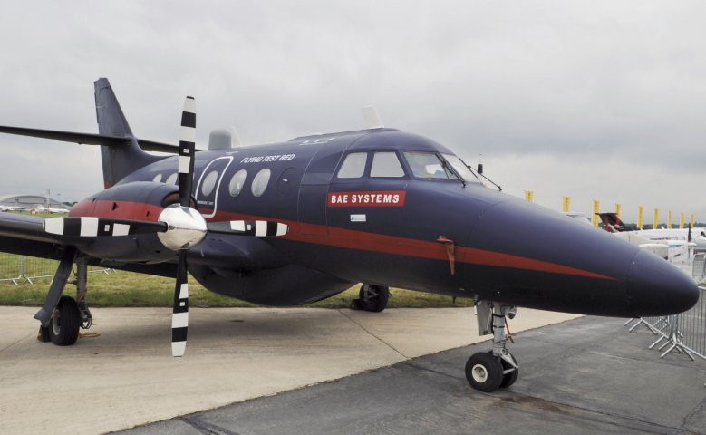 A BAE Systems Jetstream aircraft was used by the ASTRAEA consortium to test technologies for UAV integration into controlled airspace. (HIS Markit/Patrick Allen)