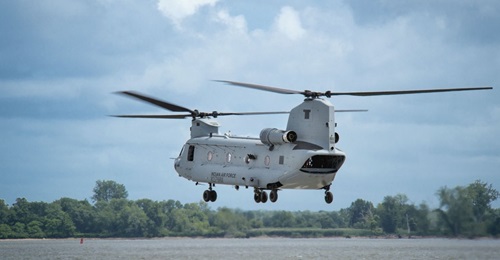 Seen during earlier pre-delivery trials, the first Chinook for India was handed over on 1 February.