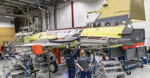 The first Saab Gripen E for Brazil (pictured) is in final assembly.
