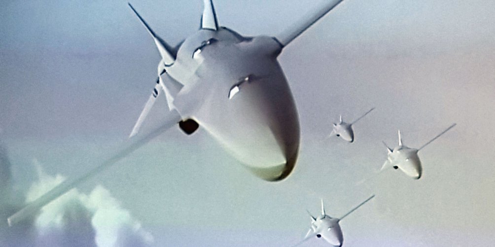 ‘Loyal wingmen’ of swarming unmanned aircraft are increasingly being seen as a viable option for defeating enemy air defence systems. The UK looks set to field such a concept operationally with the announcement by Defence Secretary Gavin Williamson that the RAF is to employ “swarm squadrons of network-enabled drones” by the end of the year. (Airbus via IHS Market/Gareth Jennings)