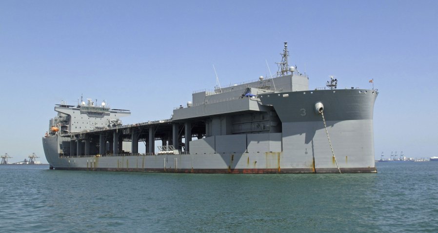 
        The expeditionary sea base USS
        Lewis B Puller
        . The UK’s Littoral Strike Ship concept is broadly similar, being conceived as a forward-deployed, aviation-capable afloat staging base for the Royal Marines and special forces.
       (Richard Scott/NAVYPIX)