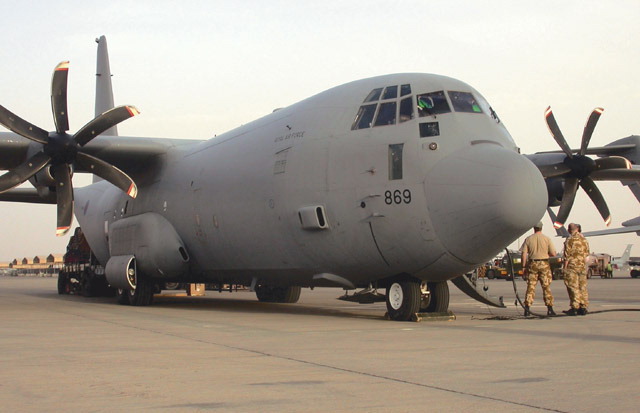 The UK is to replace the centre-wing boxes of 14 Hercules airlifters, with work to be complete in 2027. (Crown Copyright)