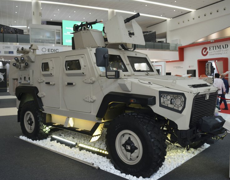 The new Ajban 447A on display at IDEX. (IHS Markit/Patrick Allen)