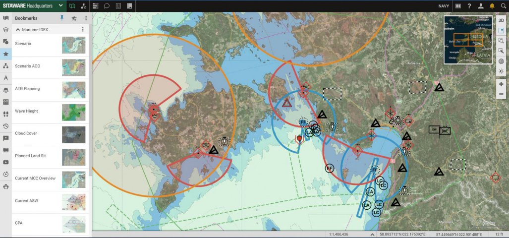 A screen shot of Systematic’s Sitaware Maritime C2 software. (Systematic)