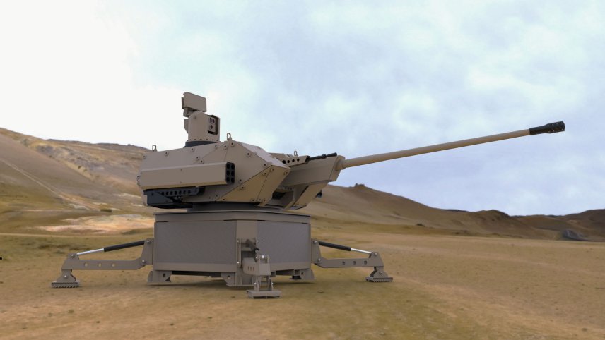 The 57 mm Desert Spider shown as it would be deployed to protect HVTs. (Valhalla Turrets)