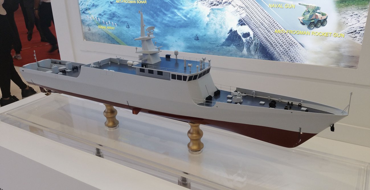 A model of the Littoral Mission Ship displayed by China Shipbuilding Industry Corporation at LIMA 2017. (IHS Markit/Ridzwan Rahmat)