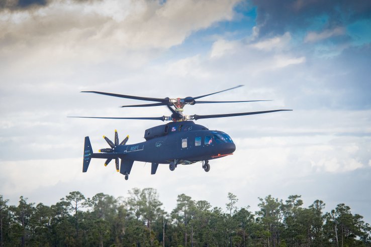 The first flight of the Sikorsky-Boeing SB>1 Defiant co-axial compound helicopter for the JMR-TD FVL programme took place on 21 March. (Sikorsky-Boeing)