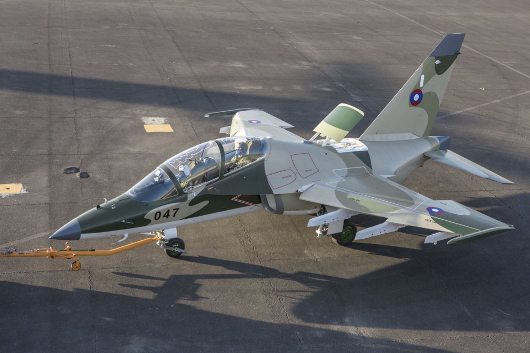 Russia’s Irkut Corporation delivered an initial four Yak-130 trainer/light attack aircraft to Laos in late 2018 (one of which is pictured here). (Irkut)