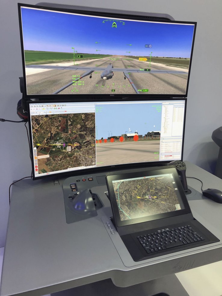 IAI's unified control system for its Heron family of UAVs features two 61 cm LCD screens and a tablet-sized screen for a mapping application. (IHS Markit/Pat Host)