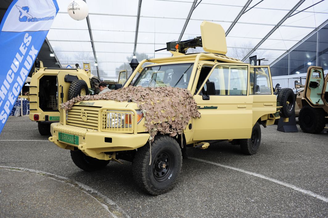 The Masstech Barkhane was among the vehicles presented by Technamm at the SOFINS exhibition, held at Camp de Souge, south of Bordeaux, on 2–4 April. (IHS Markit/Erwan de Cherisey)