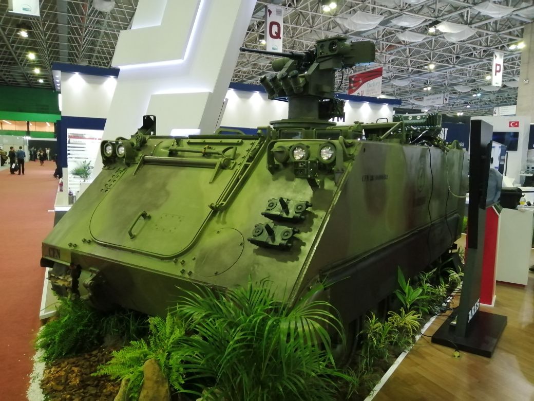 An M113 MB1 APC is shown with the REMAX III weapon station and Sentinel and IronVision systems. (Victor Barreira)