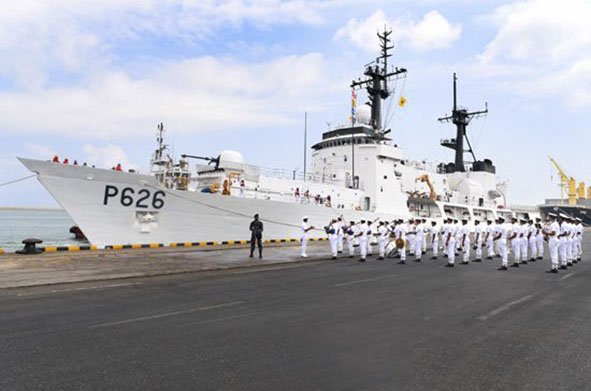 
        Ex-USCG Hamilton-class cutter
        Sherman,
        which was handed over to the SLN in August 2018, arrived at the Sri Lankan port of Colombo on 12 May.
       (SLN)