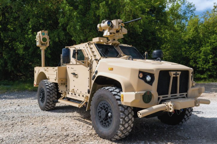 Boeing has mounted its Compact Laser Weapon System on a Joint Light Tactical Vehicle. As industry pitches directed energy solutions to the US services, the army is set to increase spending in this arena.  (Boeing)