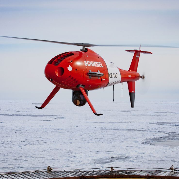 The Schiebel S-100 Camcopter UAV has unique features, such as a compact design that heats components, which enables it to fly in icy conditions. (Schiebel)