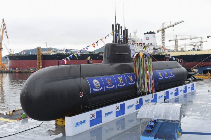 South Korea’s first KSS-3 submarine, seen here at its ceremonial launch in September 2018. (Republic of Korea Navy)