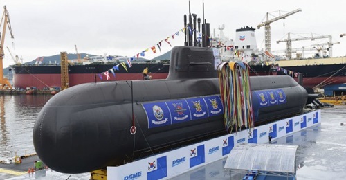 South Korea's first KSS-3 submarine, seen here at its ceremonial launch in September 2018.