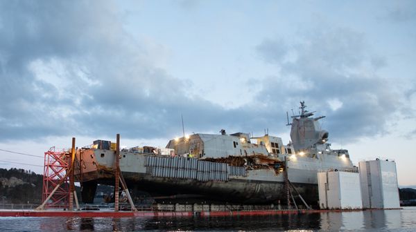 
        Norway has confirmed that the Fridtjof Nansen-class frigate KNM
        Helge Ingstad
        is beyond economic repair after colliding with the tanker Sola TS on 8 November 2018 and will be scrapped.
       (Emil Wenaas Larsen/Forsvaret)