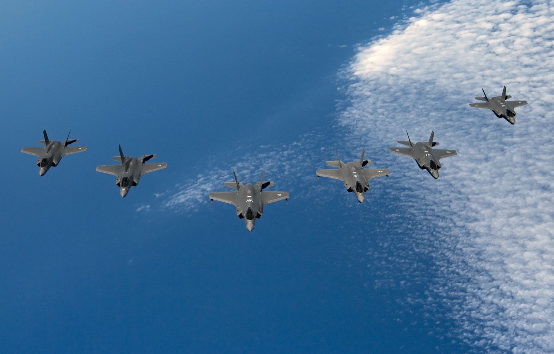 F-35s from Israel, the UK, and the US came together for a first trilateral training exercise on 25 June. (US Air Force)