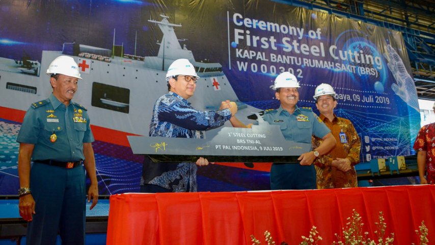 The steel-cutting ceremony held at PT PAL’s premises in Surabaya on 9 July. (PT PAL)