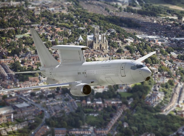 An artist's impression of how the E-7 AEW&C aircraft will appear in UK service. The RAF is acquiring five such aircraft to replace its current E-3D Sentry platforms, and it was announced that 8 Squadron will operate them. (Crown Copyright)