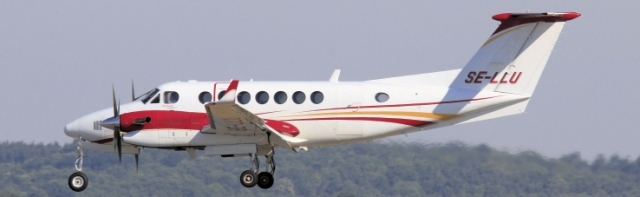 Mexico used a King Air 350 as part of the AMALGAM EAGLE 19 exercise. Pictured is a decorated King Air 350 flown by H-Bird Aviation Services of Stockholm, Sweden. (Paul Jackson)