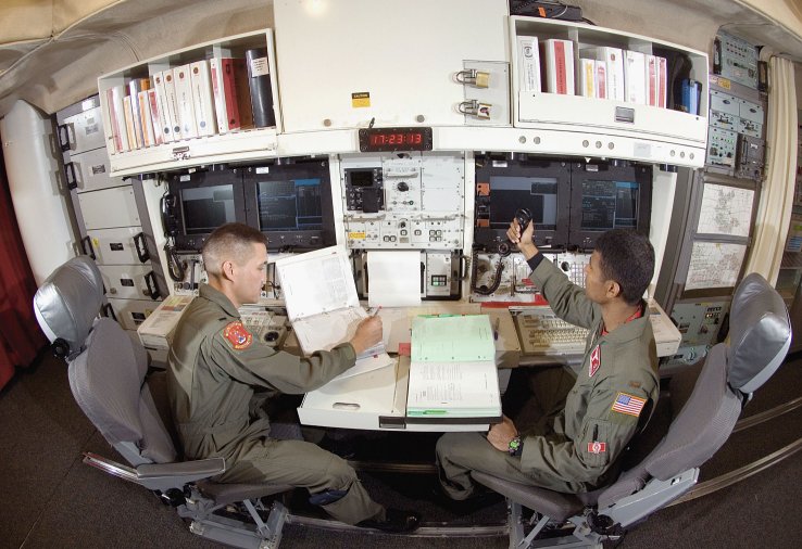 A USAF missile combat crew on alert at an underground ICBM control centre. The service’s plans to replace its ageing Minuteman III missiles could be adversely affected by Boeing’s decision to withdraw from the effort. (US Air Force)